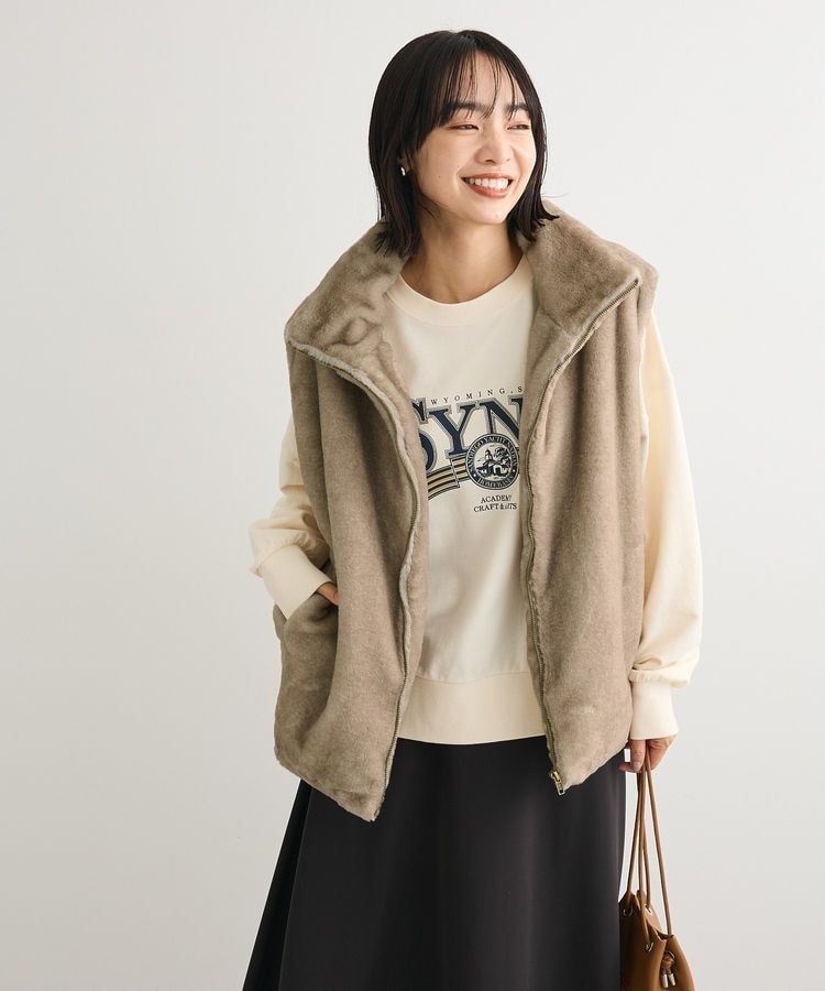 スタンドカラーZIPファーベスト | グリーンパークス(Green Parks