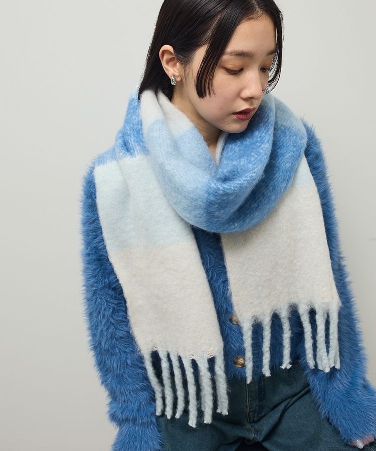 ロゴ入りマフラー ホワイト/ブルー ボリュームマフラー | グリーンパークス(Green Parks) | マルイウェブ