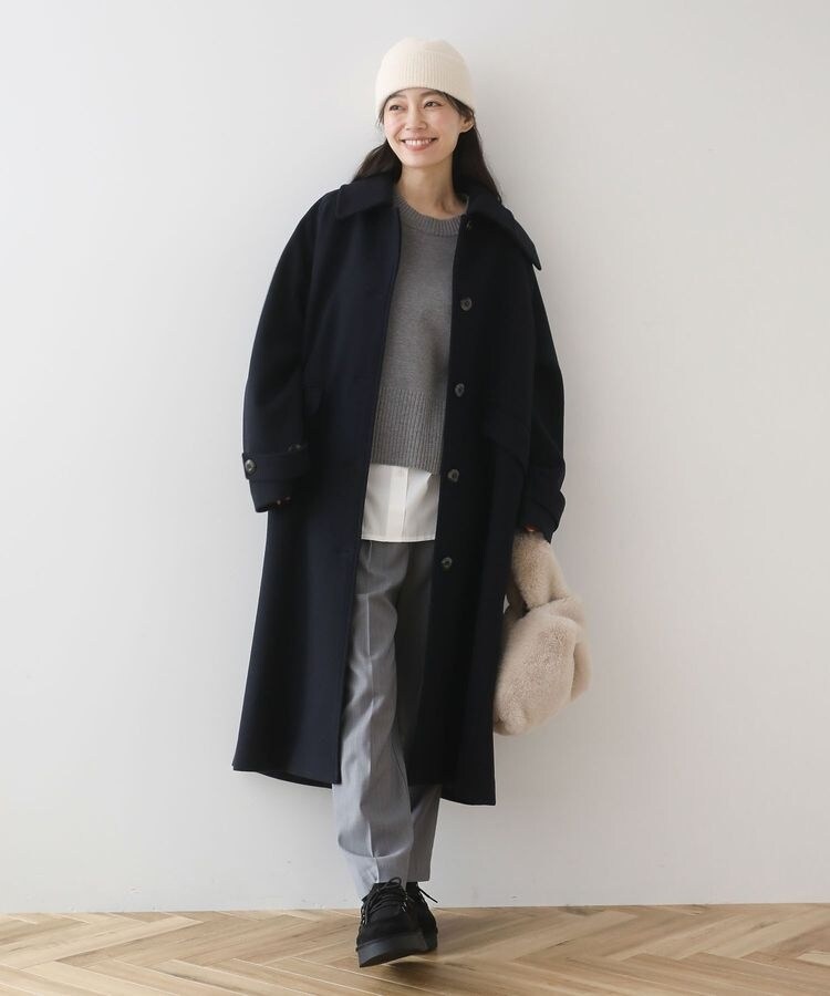 グリーン ロングコート ダークグリーンのスイングウールコート、ヴィンテージ風プリンセス