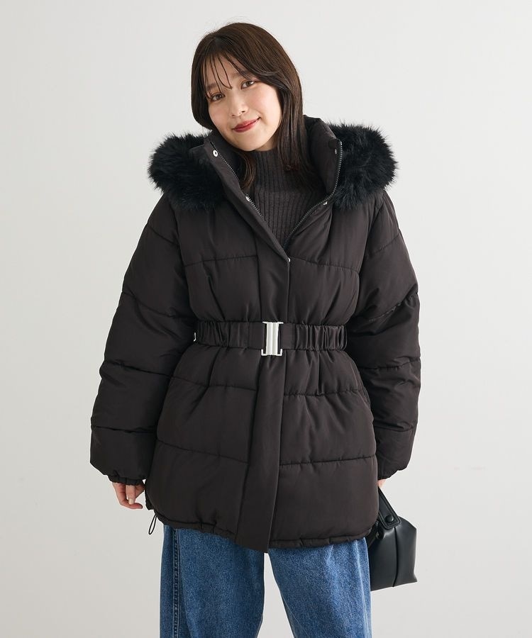 アウター】 ボア キルティング ジャケット 中綿 ジップアップ 異素材