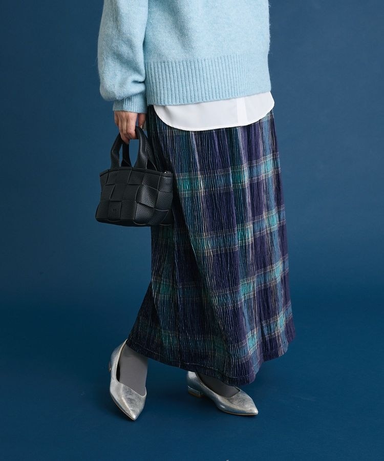 楊柳ベロアチェックIラインスカート | グリーンパークス(Green Parks