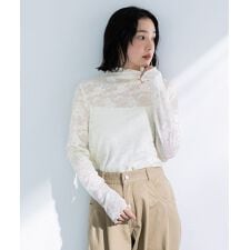 プリーツレースハイネックプルオーバー