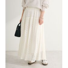 ラウンド切替インドコットンレーススカート