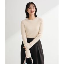 袖口金釦リブニットプルオーバー