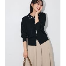 ここちニット衿付き配色プルオーバー