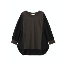 7分袖サイドシャーリングドッキングプルオーバー