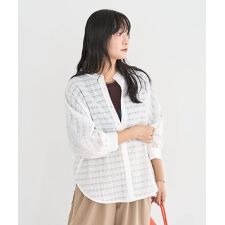 シアーチェック７分袖シャツ