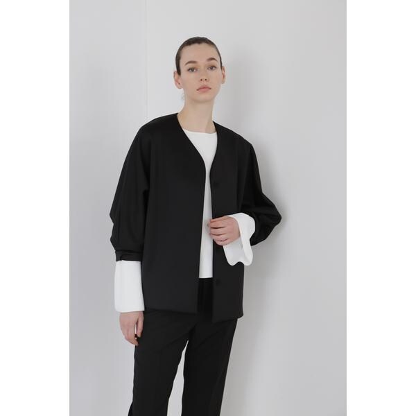 ADORE ボンディングへリンボンノーカラージャケット 38 ツイード