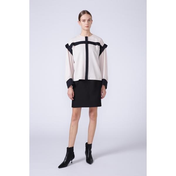 新品 ADORE ウールフォギーツイルスカート グレー エクリュ ウール 110015314220011031008