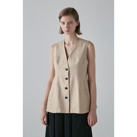 ADORE アドーア ブラウス ベージュ フレンチスリーブ 麻 トップス  