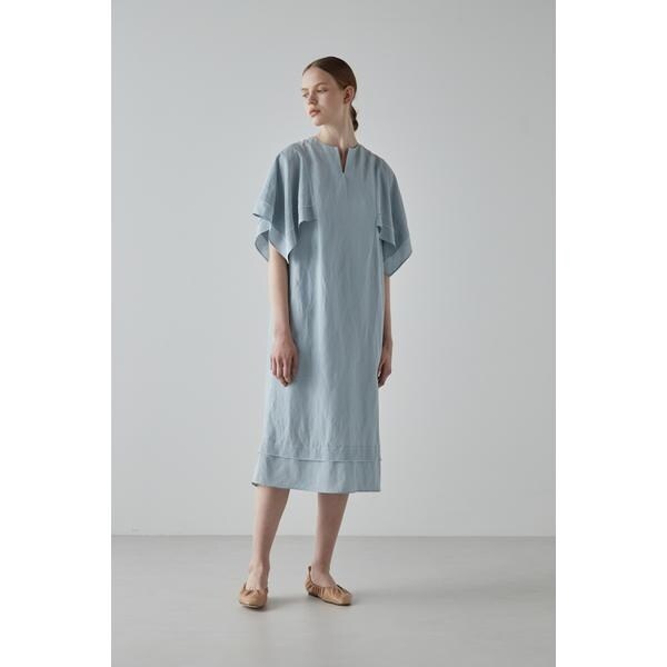 ADORE】麻レーヨンストレッチワンピース ウエストリボン 半袖 38