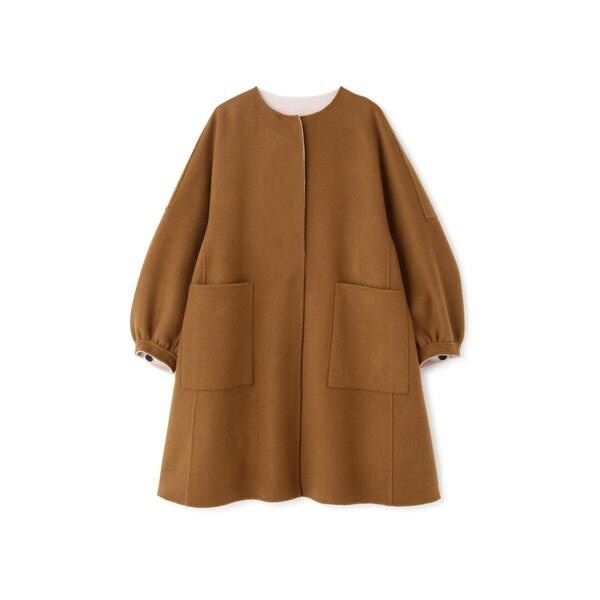 ◇カシミヤ混2TONEリバーノーカラーコート | アドーア(ADORE