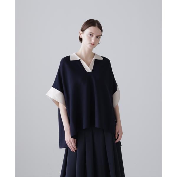 ◆バイカラーポロニット