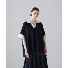 ◆バイカラーポロニット