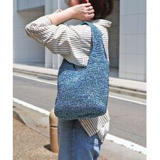 【デイリー/リゾート/ミディアムサイズ】メタリックコードトートバッグ