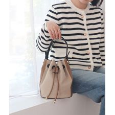 【シーズンレス/2way/ミディアムサイズ】配色2way巾着ショルダーバッグ