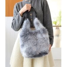 【デイリー/ミディアムサイズ/2way】ミックスフェイクファーショルダーバッグ