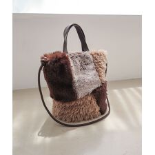 【デイリー/ミディアムサイズ/2way】ファー切り替え2wayトートバッグ