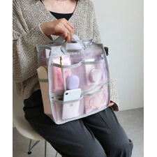 【バッグインバッグ/軽量/スパ】メッシュバッグインバッグ縦型