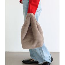 【デイリー/ミディアムサイズ/軽量】　フェイクファーショッパーバッグ
