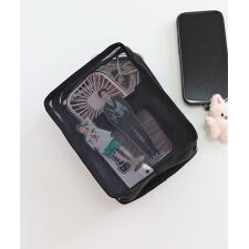 【軽量/収納力/プレゼント】メッシュスクエアポーチ縦型