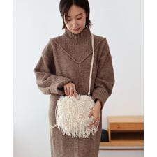 【2way/軽量/プレゼント】フェザーファー2way巾着ショルダーバッグ