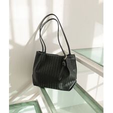 【コンパクト/デイリー/シーズンレス】編み込み風合皮ミニトートバッグ