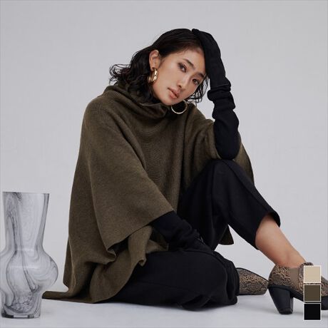 ニットポンチョ （ウールカシミヤ ハイネックニットポンチョ（ニット 