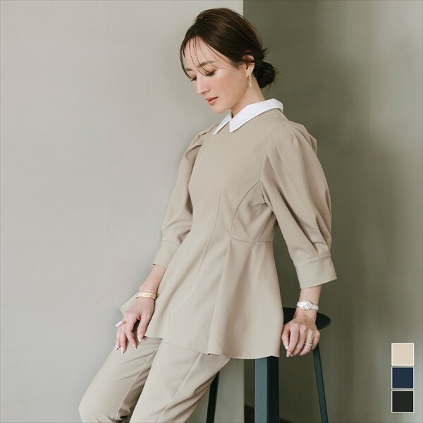 ユアーズ（ur’s）/【星玲奈さんコラボアイテム】2way襟付タックペプラムトップス 星玲奈さんコラボアイテム】2way襟付ﾀｯｸﾍﾟﾌﾟﾗﾑﾄｯﾌﾟｽ | ユアーズ(ur's