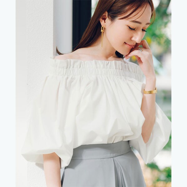 ルイルエブティック RUIRUE BOUTIQUE 【洗える】選べる素材（シアー無地/ドット）フリルスタンドカラーブラウス（ホワイト×黒ドット） RUIRUE BOUTIQUE ブラウス シャツ 洗える ｜ 選べる素材