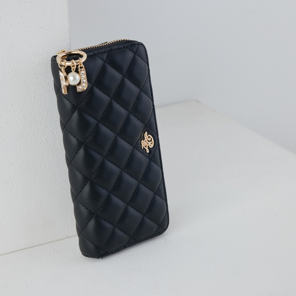 ブラック 合成皮革 長財布 MGSABLE 長財布 オーストリッチ メンズ 本革 レザー フル