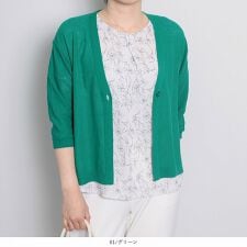 【大きいサイズ】Ｖネック ワイドスリーブ ショート カーディガン