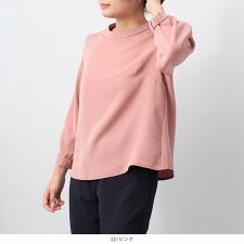 【大きいサイズ】レース使い モックネック風 クラシカル ブラウス