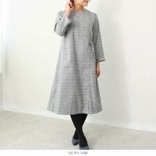 【M～5L】【fleur】【mintbreeze】ベルト使い 切替 ワンピース