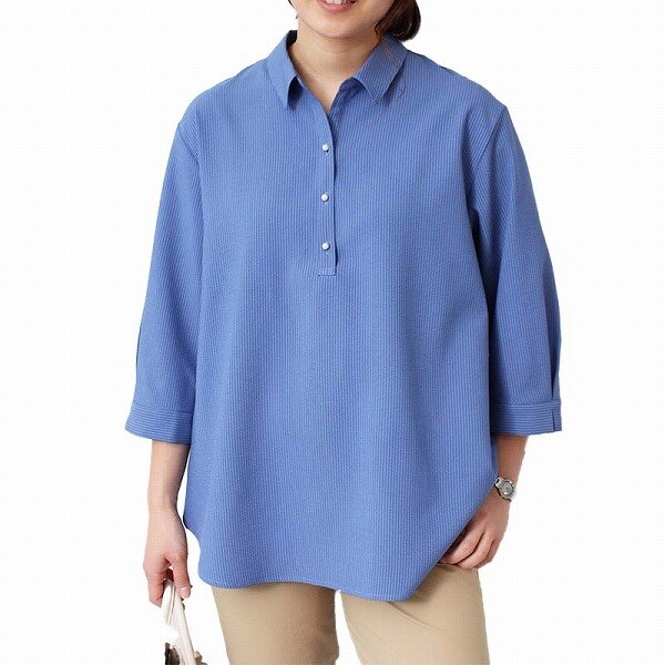 L～5L】【fleur】サッカー スキッパー シャツ | フルールbyミント