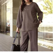 【大きいサイズ】グレンチェック Vネック ブラウス