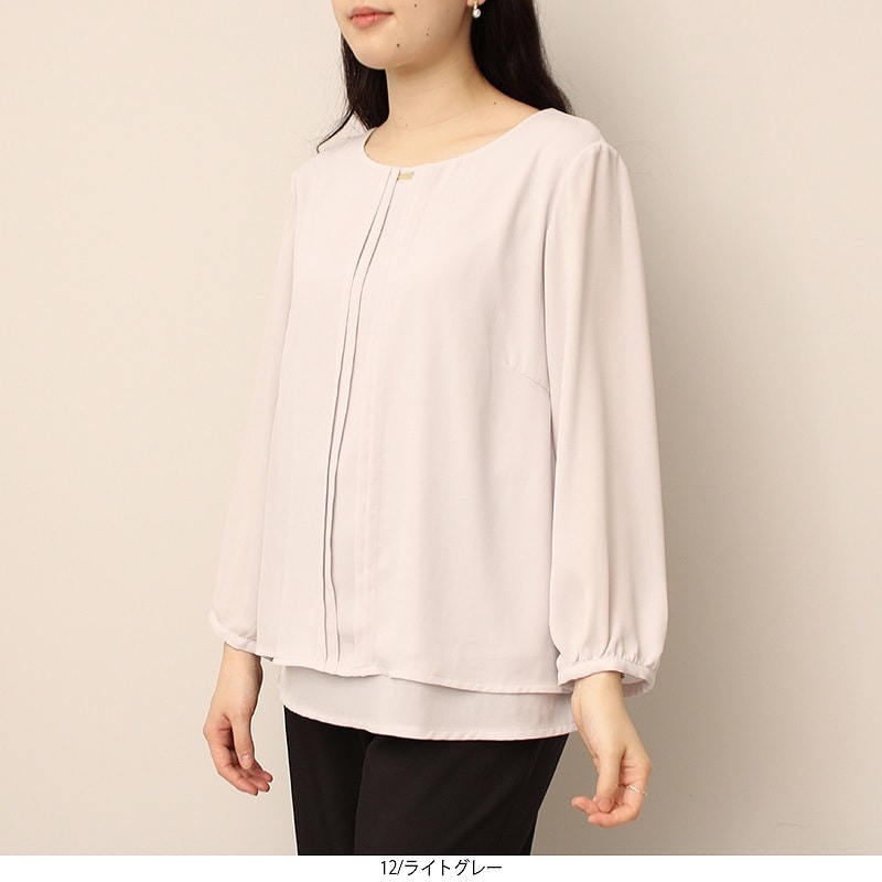 【fleur】【Ｌ〜５Ｌ】幾何柄 フリル ネック ブラウス 楽天市場】【セールL〜5L】幾何柄 フリル ネック ブラウス