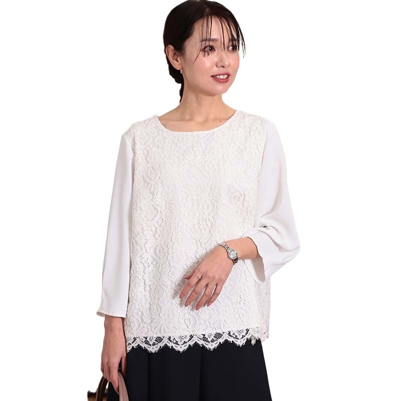 【セレモニー】【Ｌ〜６Ｌ】【fleur】 ジョーゼット フリルタイ ブラウス fleur by mint breeze ブラウス シャツ 「L〜6L 大きいサイズ