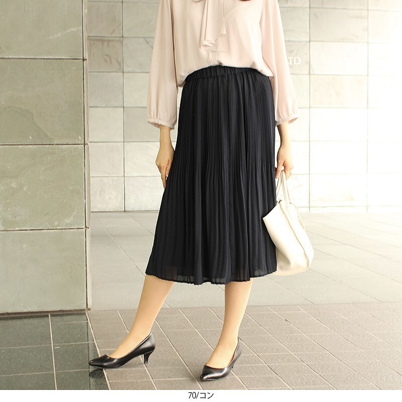 【大きいサイズ】【セレモニー】ジョーゼット プリーツ スカート