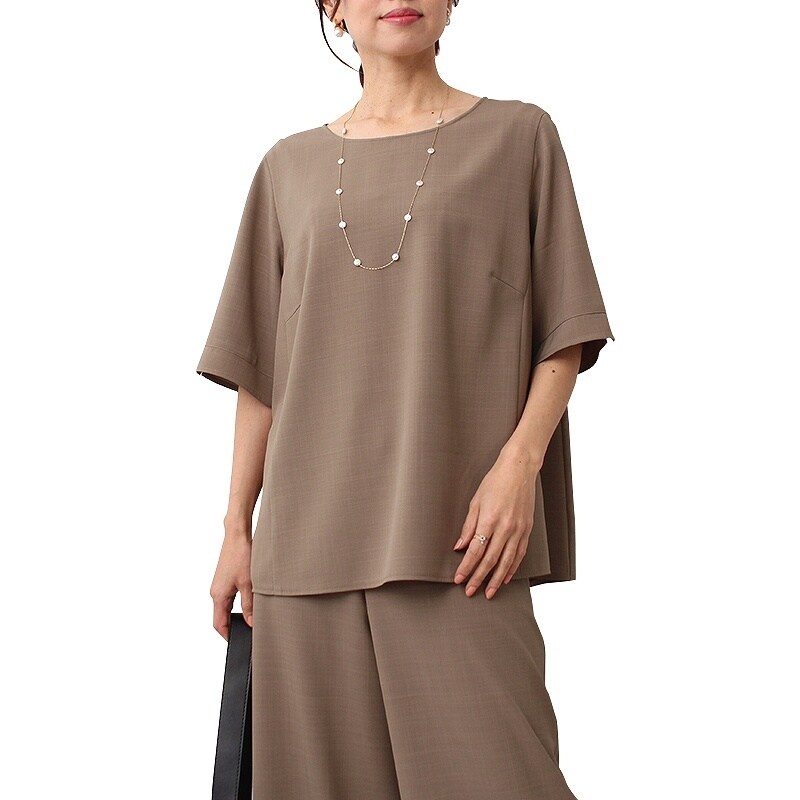 【セットアップ】【Ｌ〜５Ｌ】 【fleur】エステル クリア ツイル プルオーバー ブラウス セットアップ】【L～5L】 【fleur】エステル クリア ツイル