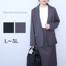 フルールbyミントブリーズ(fleur by mint breeze)の【大きいサイズ】【セットアップ・ウォッシャブル】 コンパクトツイル テーラード ジャケット