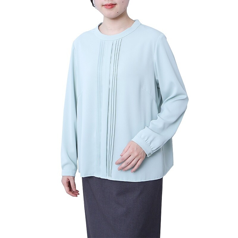 【fleur】【Ｌ〜５Ｌ】【セットアップ】【多機能】ドライサッカーバックフレアブラウス fleur】【L～5L】【セットアップ】【多機能】ドライサッカー