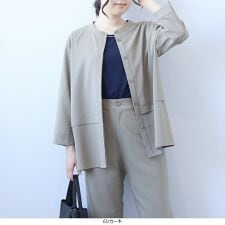 フルールbyミントブリーズ(fleur by mint breeze)の【大きいサイズ】【多機能・セットアップ】バンドカラーシャツジャケット