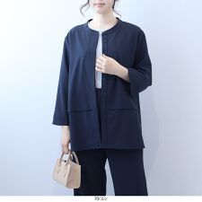 フルールbyミントブリーズ(fleur by mint breeze)の【大きいサイズ】【多機能・セットアップ】バンドカラーシャツジャケット