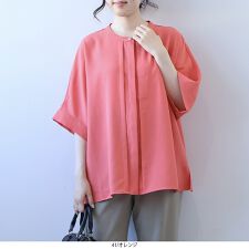 フルールbyミントブリーズ(fleur by mint breeze)の【大きいサイズ】【接触冷感】リネンライクスラブドルマンスリーブブラウス