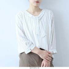 【大きいサイズ】さらさらジョーゼットボウタイブラウス