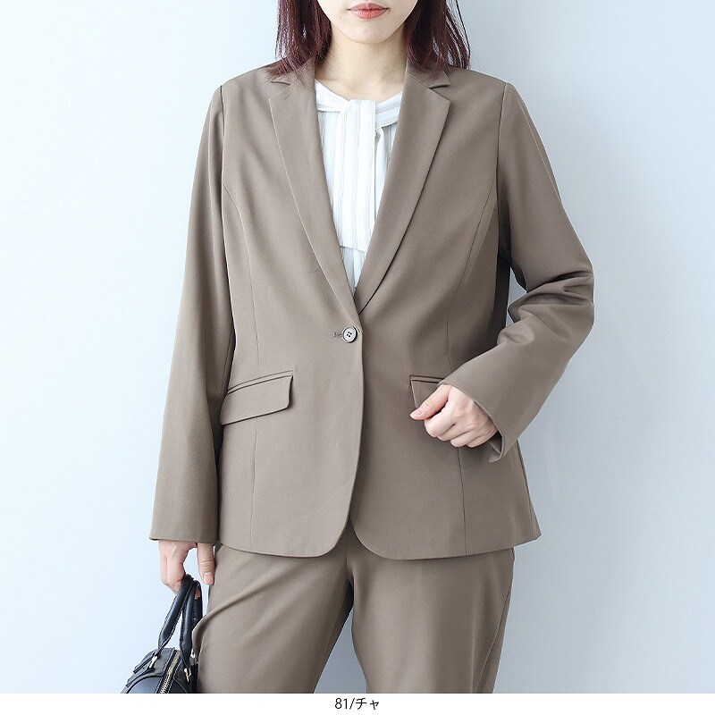 SALE❣️SUIT SELECTノーカラースーツ　上下セットS ウォッシャブル オールシーズン】ノーカラージャケット レディース グレー