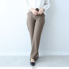 【fleur】【Ｌ～５Ｌ】【イージーケア】コンパクトツイルストレッチストレートパンツ