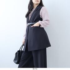 フルールbyミントブリーズ(fleur by mint breeze)の【大きいサイズ】【セットアップ】ふわもちジョーゼットテーラードジレ