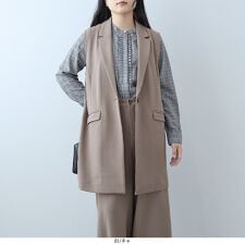 フルールbyミントブリーズ(fleur by mint breeze)の【大きいサイズ】【セットアップ】ふわもちジョーゼットテーラードジレ